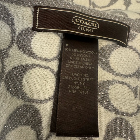 Coach Vintage Silver and Cream Reversible Scarf, Merino Wool Blend - Picture 3 of 4